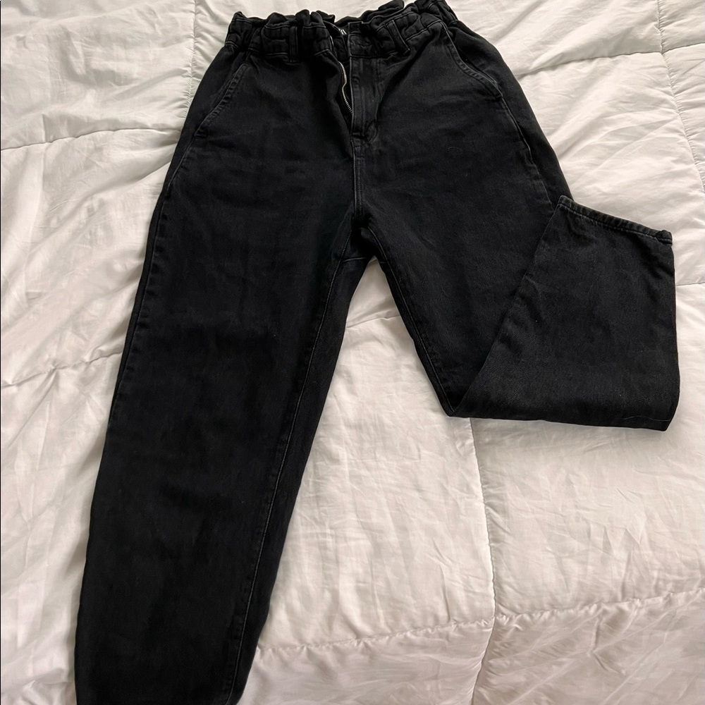 zara black paper bag jeans